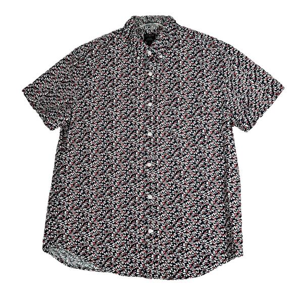 J. Crew Shirt Men Large Black Red Floral Flower Button Up Casual Workwear Preppy - Picture 1 of 8